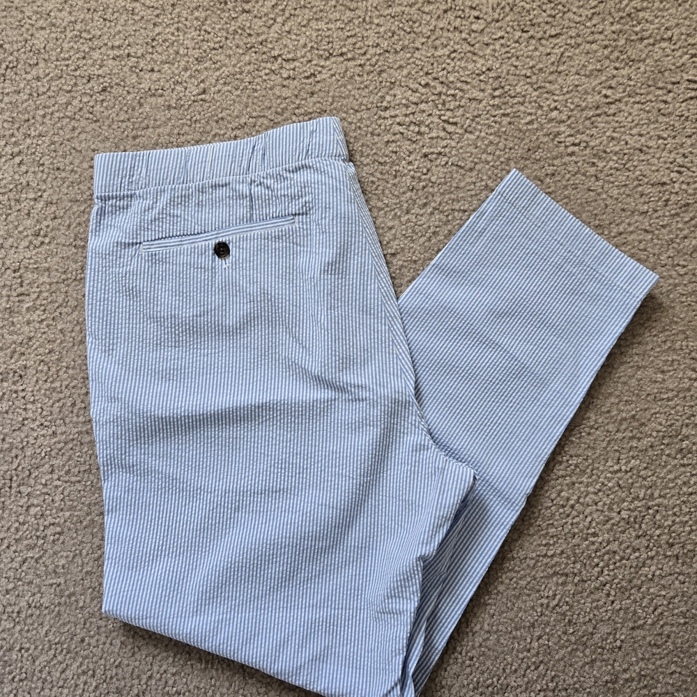 Bonobos Men's Blue Striped Seersucker Pants Size XL